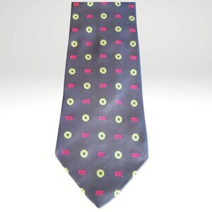 ETRO Milano 100% Silk Men's Neck Tie Navy w/ Pink "E" Logo Design